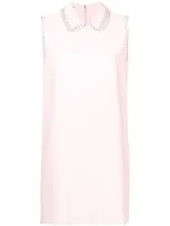 Miu Miu Rhinestone Embellished Straight Dress In Pink