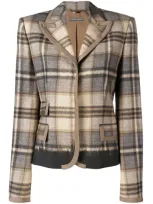 Alberta Ferretti Check Print Fitted Blazer In Brown