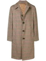 Gabriele Pasini Checked Single-breasted Overcoat In Brown