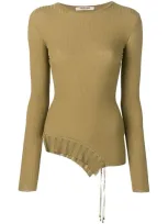 Roberto Cavalli Asymmetric Lace-up Ribbed-knit Top In 04384