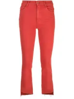 Mother Cropped Skinny Jeans In Red