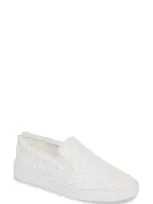 Michael Michael Kors Keaton Logo-print Faux Textured-leather Slip-on Sneakers In White