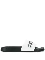 Michael Michael Kors Demi Appliquéd Two-tone Rubber Slides In Black