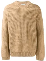 Bottega Veneta Crewneck Cable Mouline Wool Sweater In Neutrals