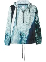 Paul Smith Printed Half Zip Hoodie In Blue