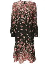 Michael Kors Floral-print Silk Crepe De Chine Dress In Black