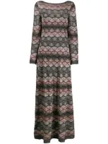 Missoni Zig Zag Patterned Maxi Dress In Grey