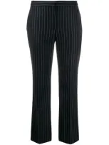 Alexander Mcqueen Pinstripe Cropped Trousers In Blue