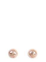 Tory Burch Crystal-pearl Rose Goldtone Logo Stud Earrings In Pink