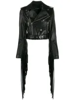 Manokhi Fringed Biker Jacket In Black