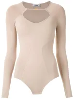 Amir Slama Long Sleeved Bodysuit In Neutrals