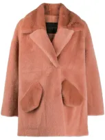 Blancha Oversized Shearling Coat In Pink