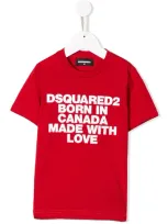 Dsquared2 Kids' Logo Print T-shirt In Rosso