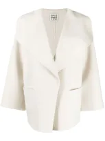 Totême Wide Lapel Knitted Jacket In Neutrals