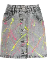 Philipp Plein Paint Splattered Skirt In Black