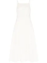 Three Graces Dia Shirred Cotton-poplin Dress In White