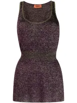 Missoni Cinched Waist Glitter Tank Top In Purple