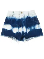 Alanui High-rise Tie & Dye Denim Shorts In Blue