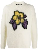 Palm Angels Hibiscus Intarsia Knit Jumper In White