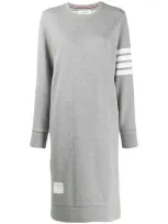 Thom Browne 4-bar Long Sleeve Sweatshirt Dress In Light Grey