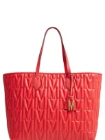 Moschino M-quilted Leather Tote In Red