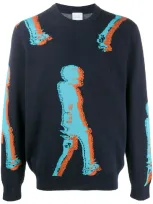 Paul Smith Crew Neck Abstract Knitted Jumper In Blue