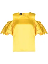 Pinko Cold Shoulder Blouse In Yellow