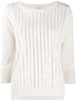 Snobby Sheep Fine Knit Studded Detail Top In Neutrals