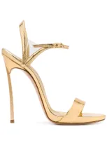 Casadei 130mm Open Toe Stiletto Sandals In Gold