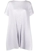 Issey Miyake Tie-waist Pleated Shift Dress In Neutrals