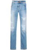 Jacob Cohen Comfort Fit Distressed Slim Jeans In Blue