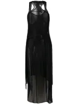 Ann Demeulemeester Sleeveless Sheer Draped Dress In Black