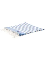 Mc2 Saint Barth Striped Logo Beach Towel In Blue