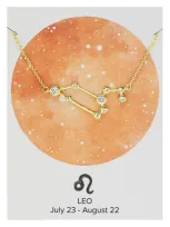 Sterling Forever Women's When Stars Align Constellation Necklace In 14k Gold Plate In Leo