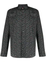 Ps By Paul Smith Geometric Print Long-sleeve Shirt In Black