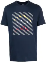 Paul & Shark Geometric-print Cotton T-shirt In Blue