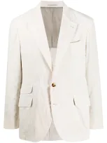 Brunello Cucinelli Single-breasted Corduroy Blazer In Neutrals