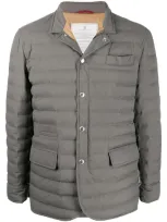 Brunello Cucinelli Quilted Padded Jacket In Grey