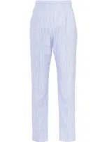 Miu Miu Striped Oxford Trousers In Blue