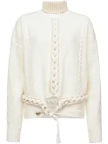 Pinko Cable Knit Detail Jumper In White