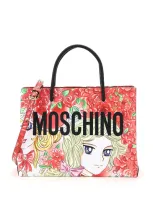 Moschino Marie Antoinette Leather Tote Bag Lady Oscar Print In Red,black,green