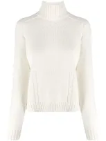 Loro Piana Slit-hem Cashmere Roll Neck Jumper In White