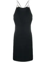 Miu Miu Crystal-strap Mini-dress In Schwarz