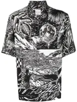 Paul Smith 'chile' Print Short Sleeve Shirt In Black