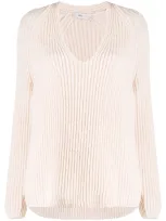 Closed Rib Knit Jumper In Pink