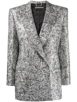 Alberta Ferretti Metallic Jacquard Blazer In Silver