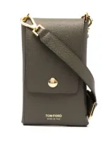 Tom Ford Logo Embossed Pouch In Green