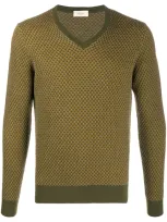 Altea Argyle Intarsia Virgin Wool Jumper In Green