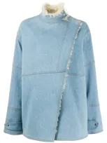 Stella Mccartney Olive Shearling Lined Denim Jacket In Blue