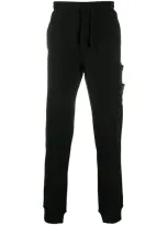 Stone Island Fleece Cargo Track Pants In Black